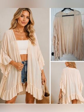 Umgee Beige Ruffle Open Cover S/M